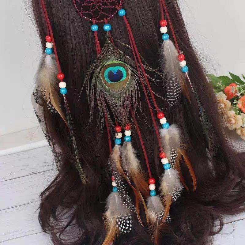 Dreamcatcher Feather Headband | Ethnic Boho Hair Accessory - Maximus Grace