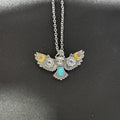 Owl Flower Moon Turquoise Necklace | May Flower Moon Wisdom Jewelry | Silver Unisex