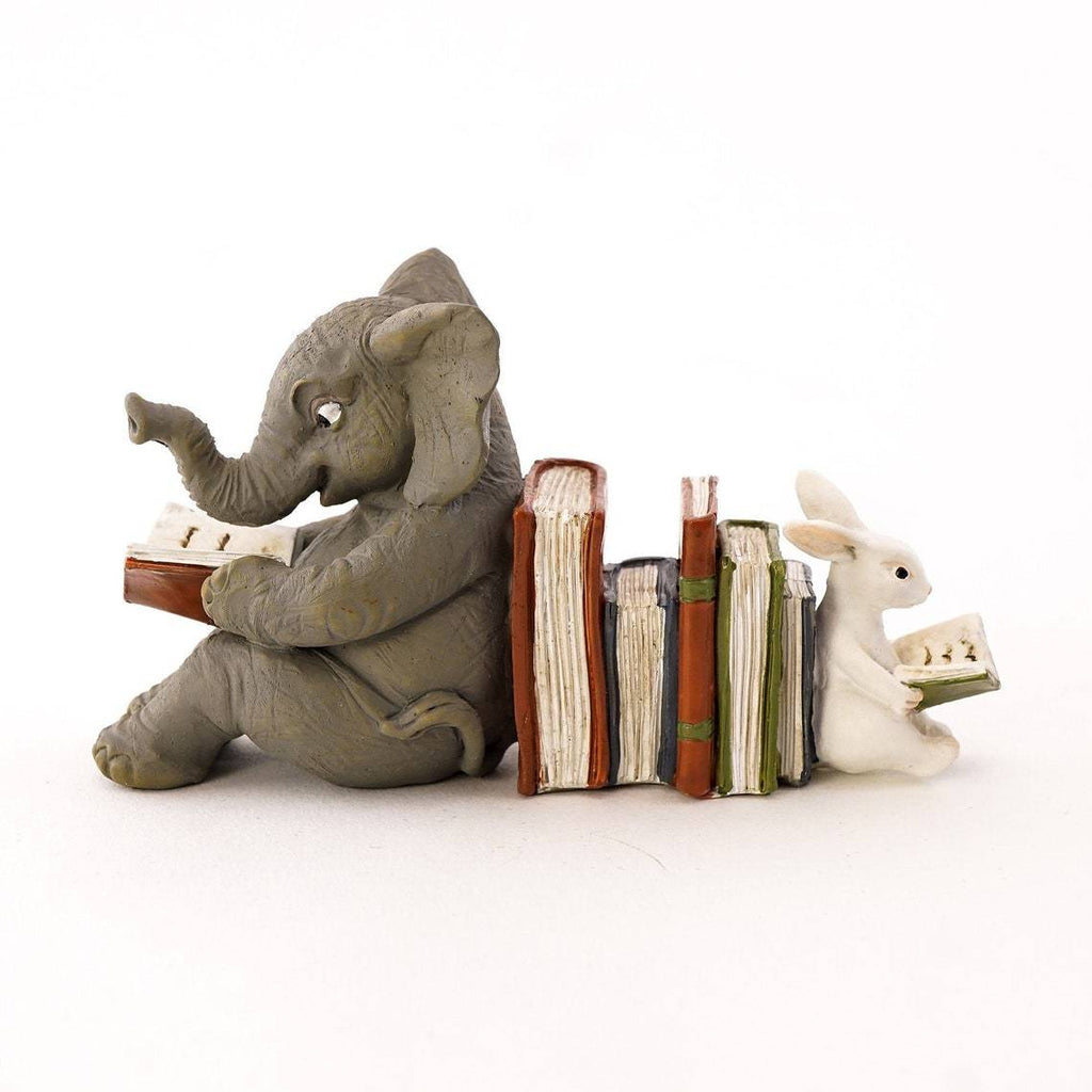 Elephant & Rabbit Reading Resin Ornament