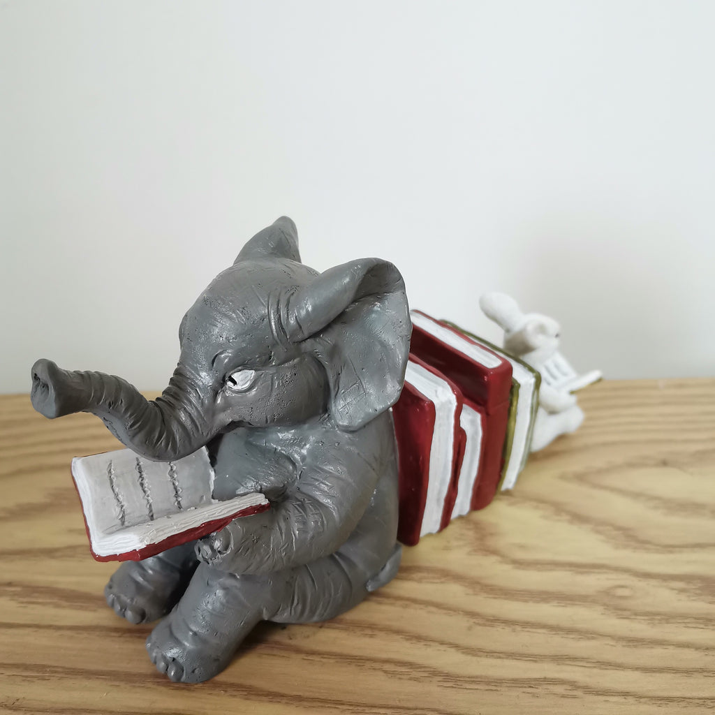 Elephant & Rabbit Reading Resin Ornament