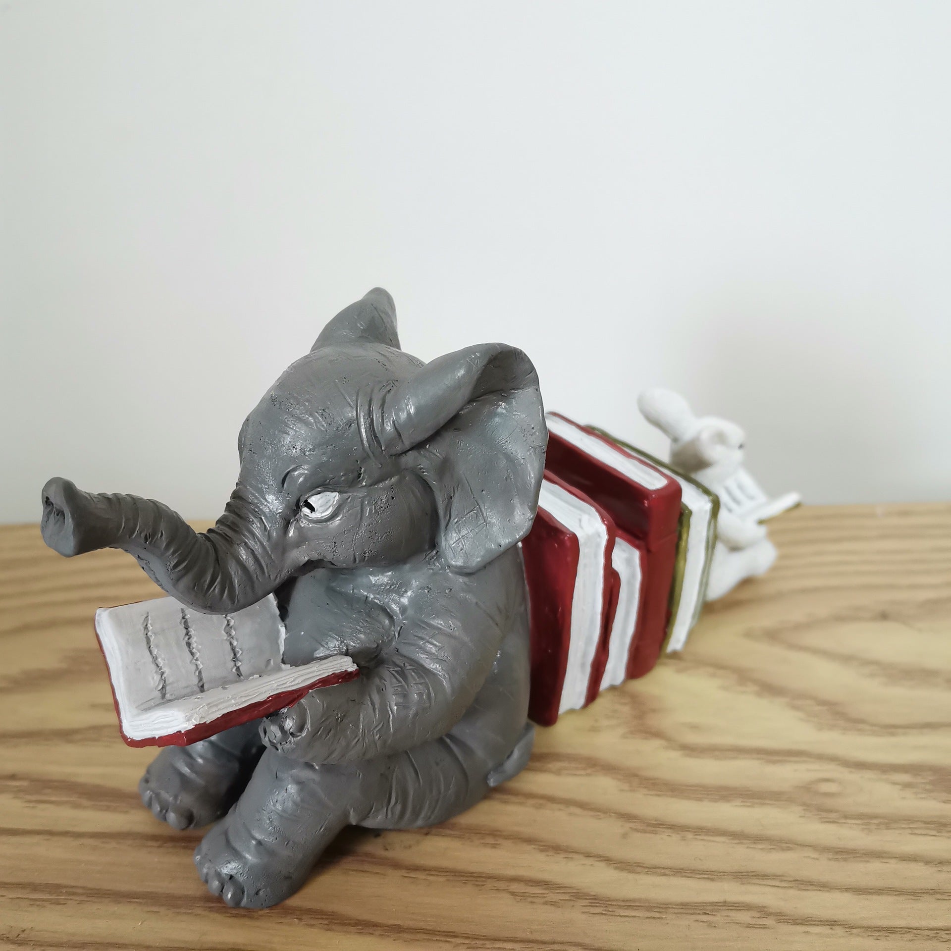 Elephant & Rabbit Reading Resin Ornament