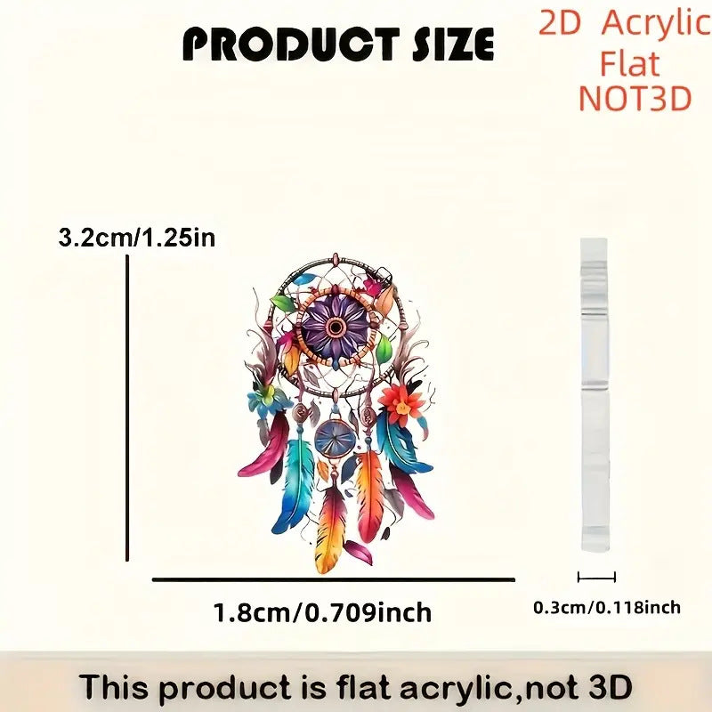 Dreamcatcher Pattern Flat Acrylic Earrings | Boho Statement Ear Jewelry | Lightweight