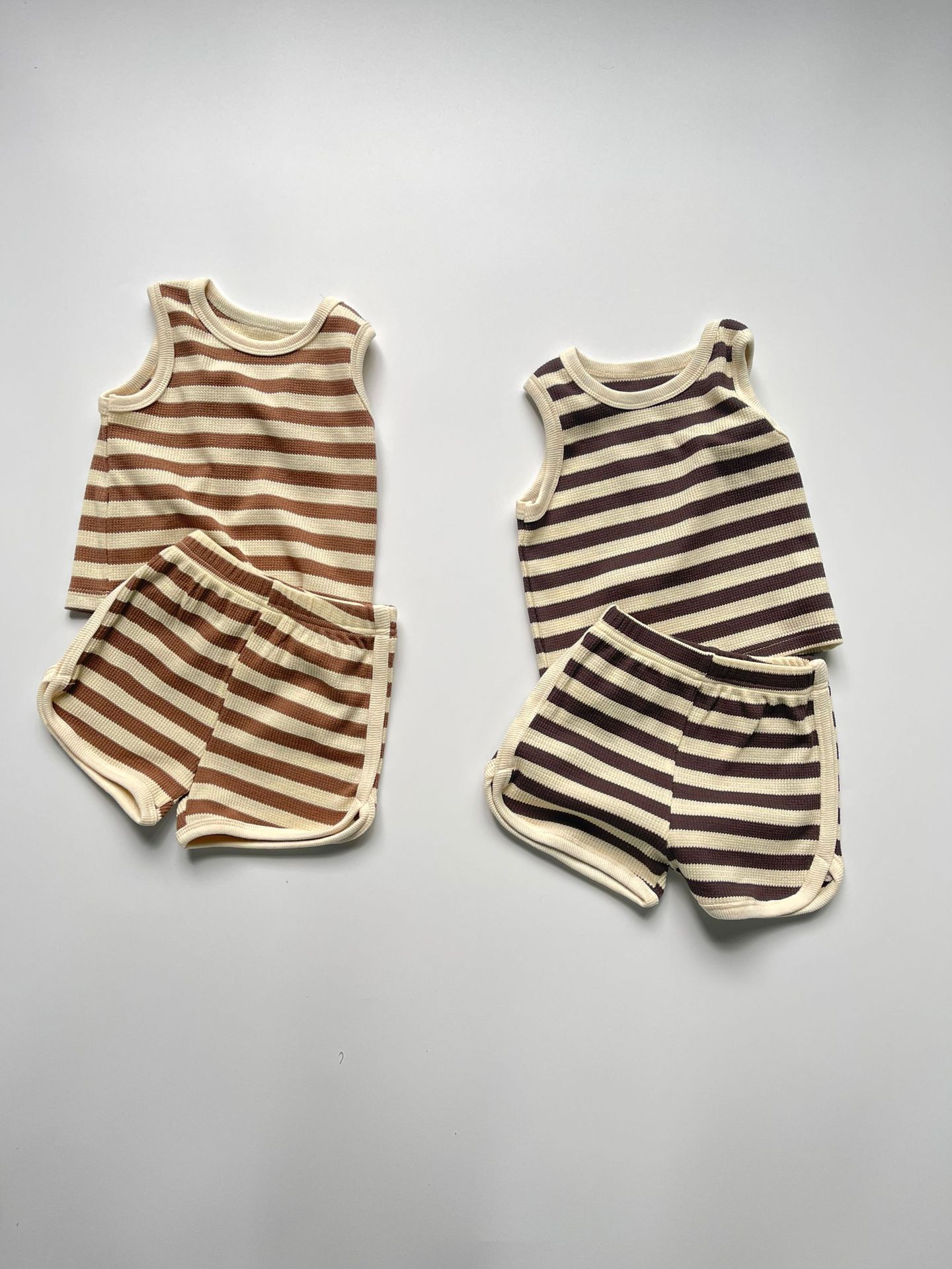 Kids Striped Cotton Vest Top & Shorts Set