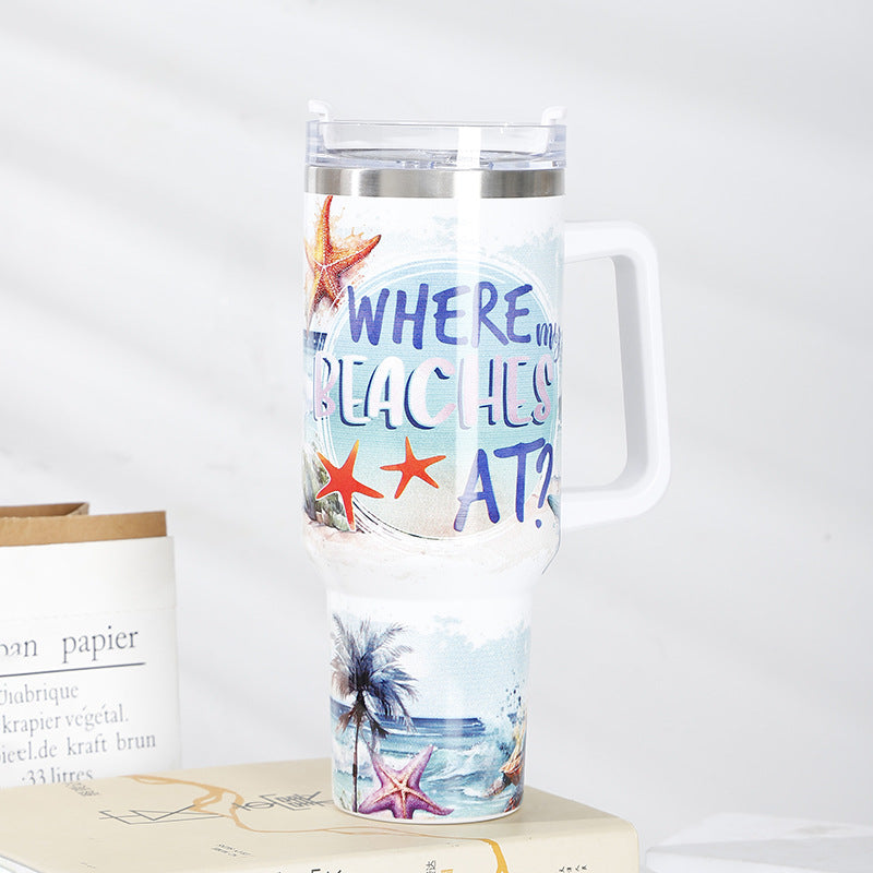 Southern Grace 40oz Large Tumbler with Handle | 1200ml Ice Coffee Cup