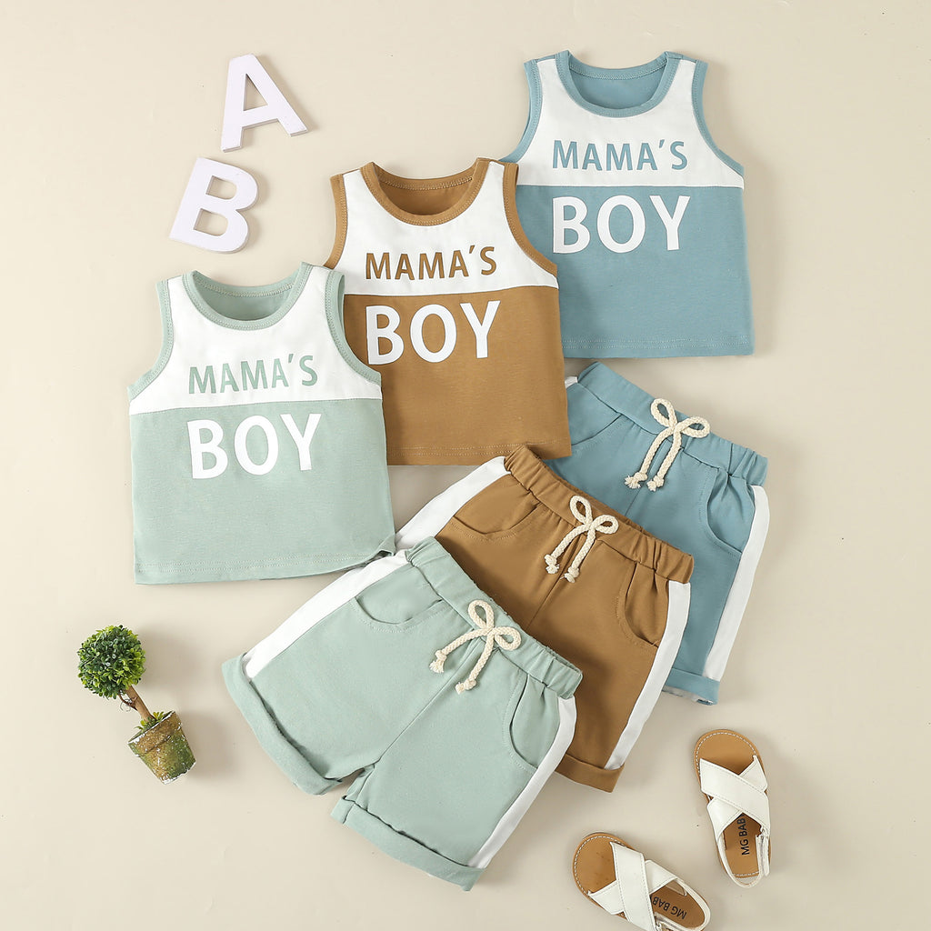 Baby Letter Print Sleeveless Vest & Shorts Set
