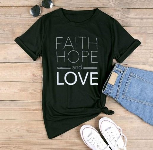 Faith Hope Love Unisex Street Short Sleeve Tee | Christian Graphic Top - Maximus Grace