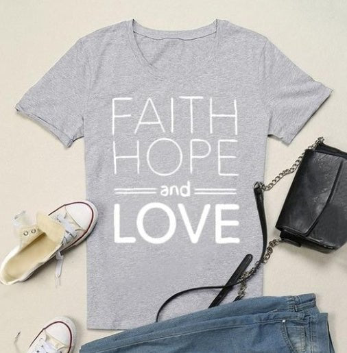 Faith Hope Love Unisex Street Short Sleeve Tee | Christian Graphic Top - Maximus Grace
