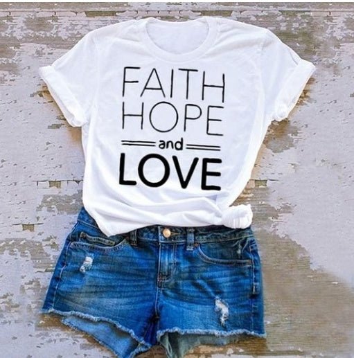 Faith Hope Love Unisex Street Short Sleeve Tee | Christian Graphic Top - Maximus Grace