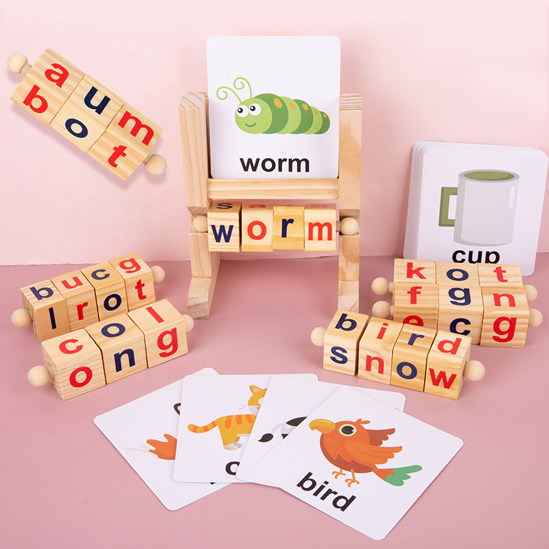Wooden Rotating Alphabet Puzzle Blocks