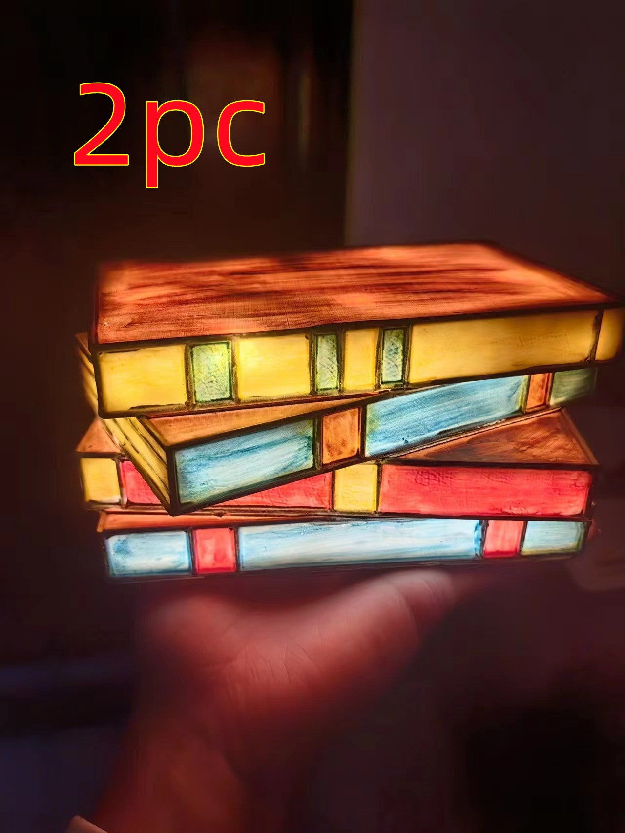 Stacked Books Stained Glass Desk Lamp