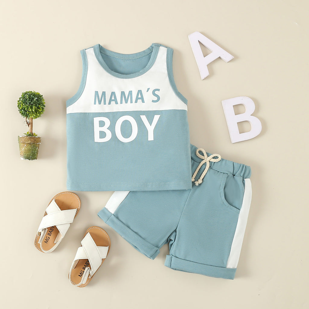 Baby Letter Print Sleeveless Vest & Shorts Set