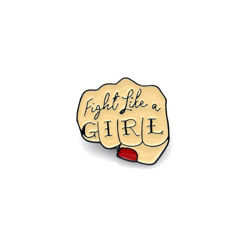 "Fight Like a Girl" Fist Brooch | Gold Feminist Empowerment Pin - Maximus Grace