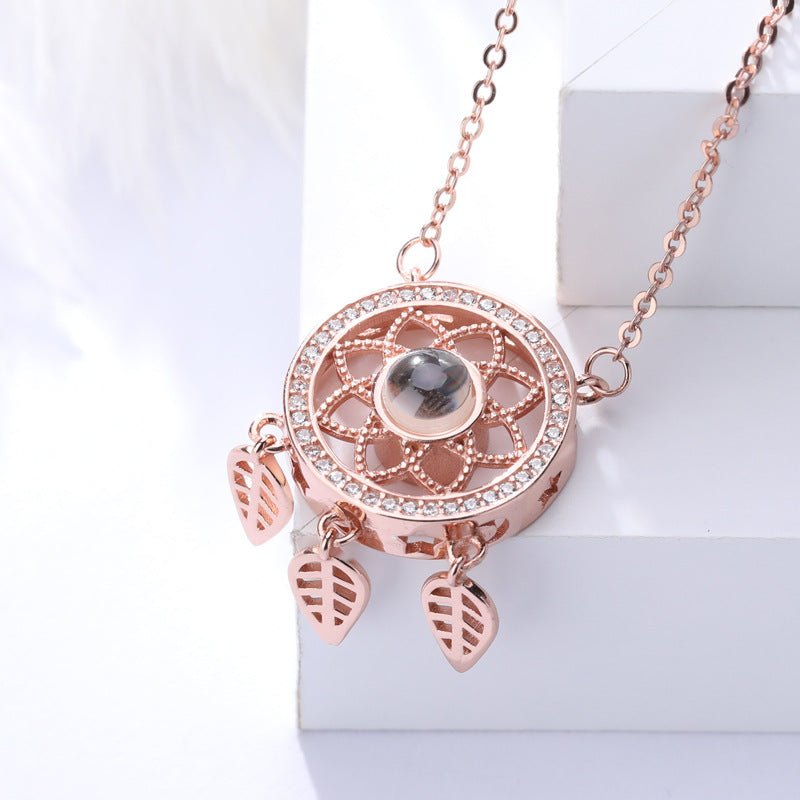 I Love You Rose Dreamcatcher Necklace | Romantic Boho Pendant Jewelry - Maximus Grace