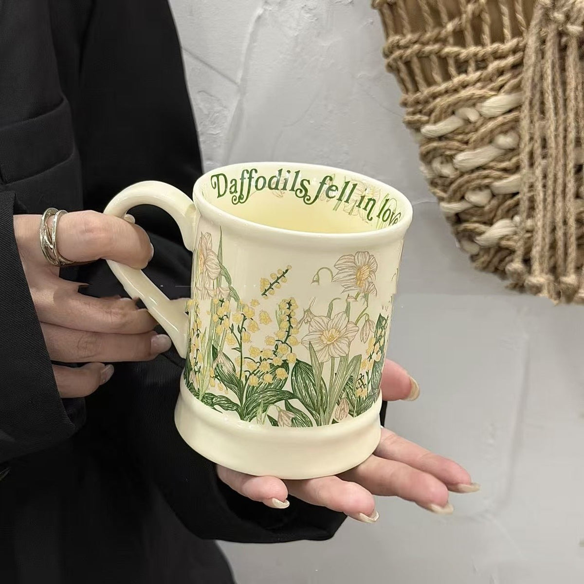 Lily of the Valley Ceramic Cup | May Birth Flower Vintage Mug | 500ml - Maximus Grace