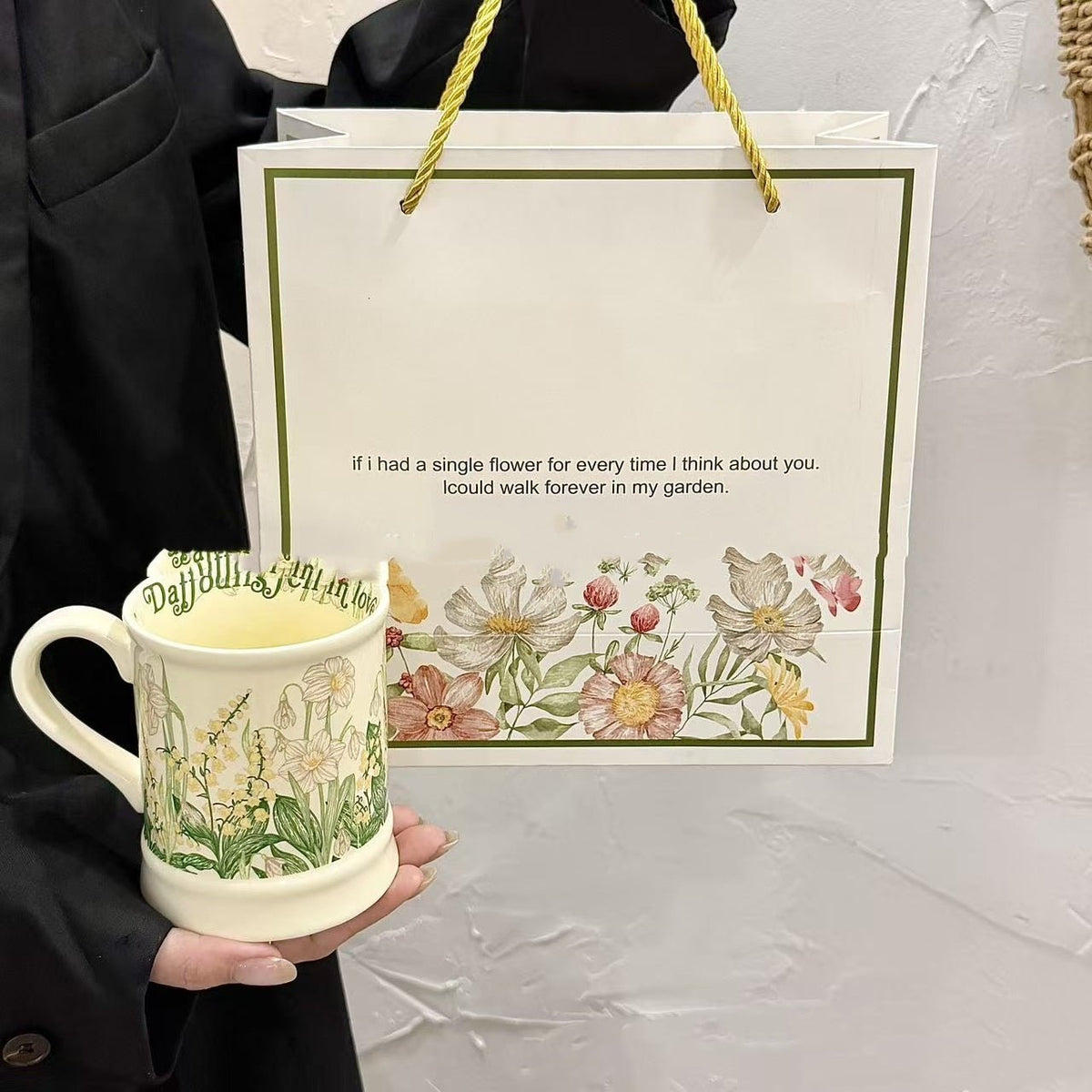 Lily of the Valley Ceramic Cup | May Birth Flower Vintage Mug | 500ml - Maximus Grace