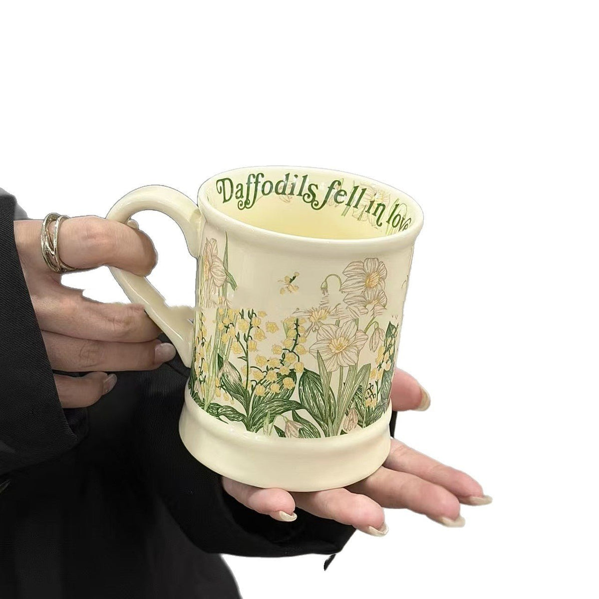 Lily of the Valley Ceramic Cup | May Birth Flower Vintage Mug | 500ml - Maximus Grace