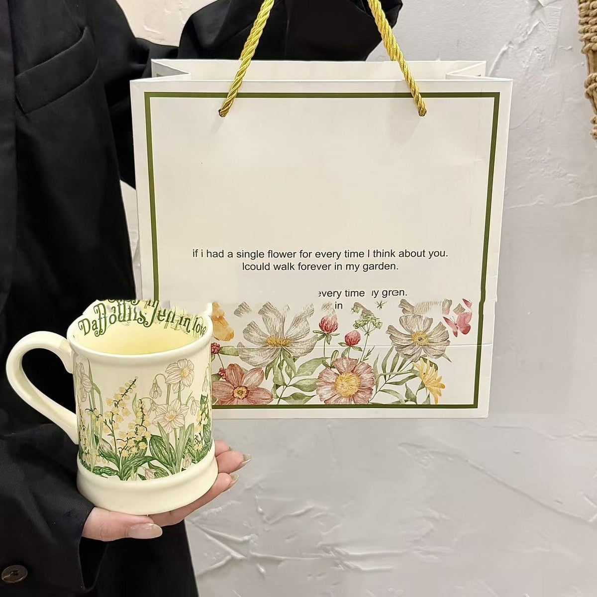 Lily of the Valley Ceramic Cup | May Birth Flower Vintage Mug | 500ml - Maximus Grace