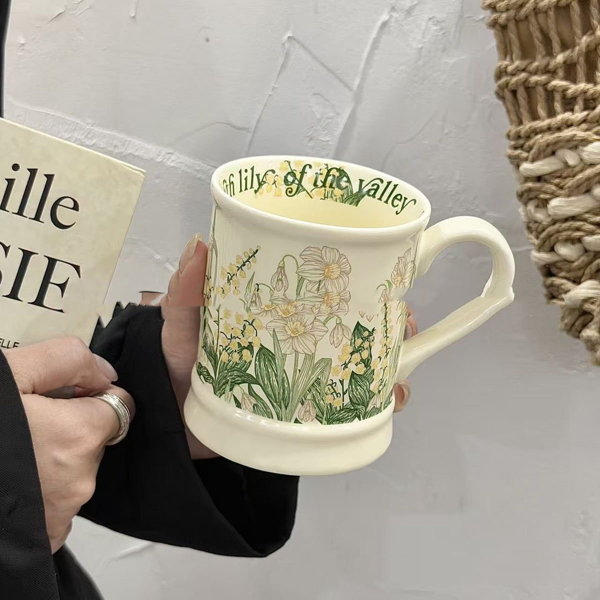 Lily of the Valley Ceramic Cup | May Birth Flower Vintage Mug | 500ml - Maximus Grace