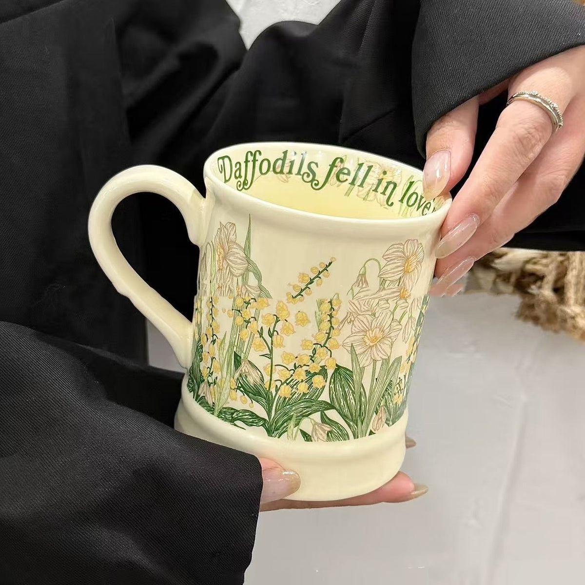 Lily of the Valley Ceramic Cup | May Birth Flower Vintage Mug | 500ml - Maximus Grace