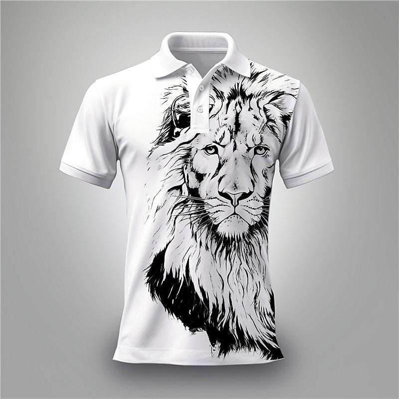 Lion Print Zipper Detail Short Sleeve Tee – Kids & Adults - Maximus Grace