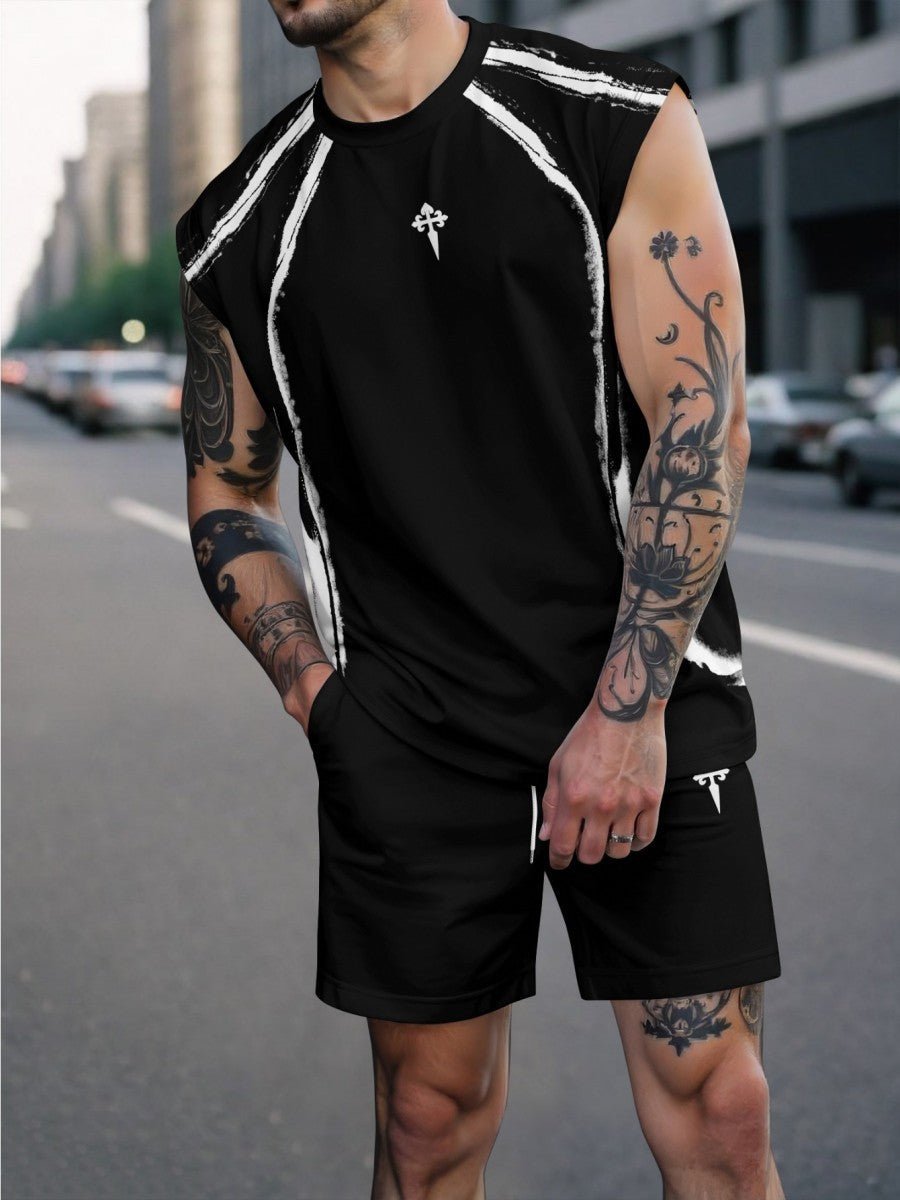 Men's 3D Digital Print Short Sleeve Sports Suit (Top + Shorts) - Maximus Grace