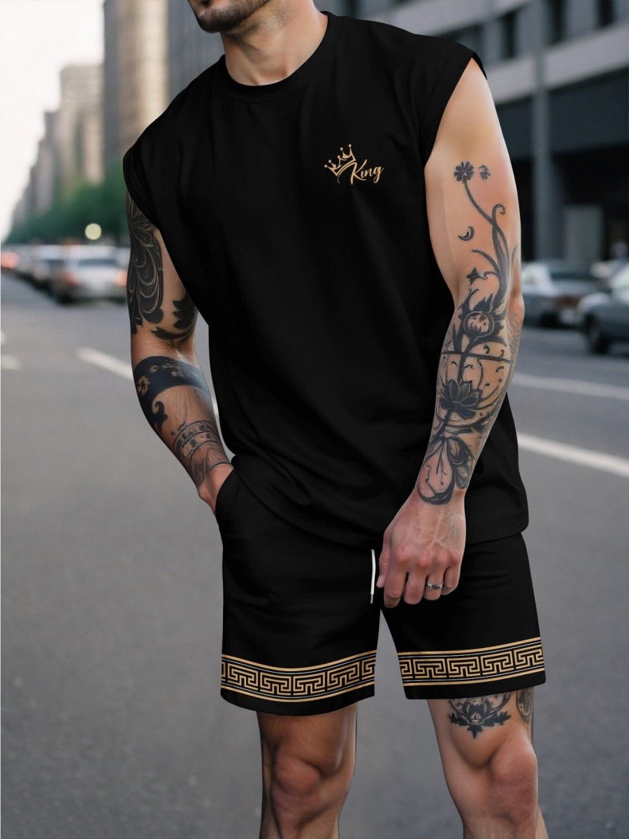 Men's 3D Digital Print Short Sleeve Sports Suit (Top + Shorts) - Maximus Grace