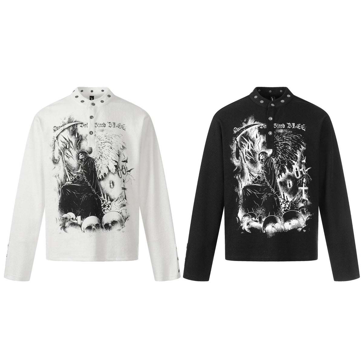 Men's American Retro Dark Graphic Long Sleeve Pullover Shirt - Maximus Grace