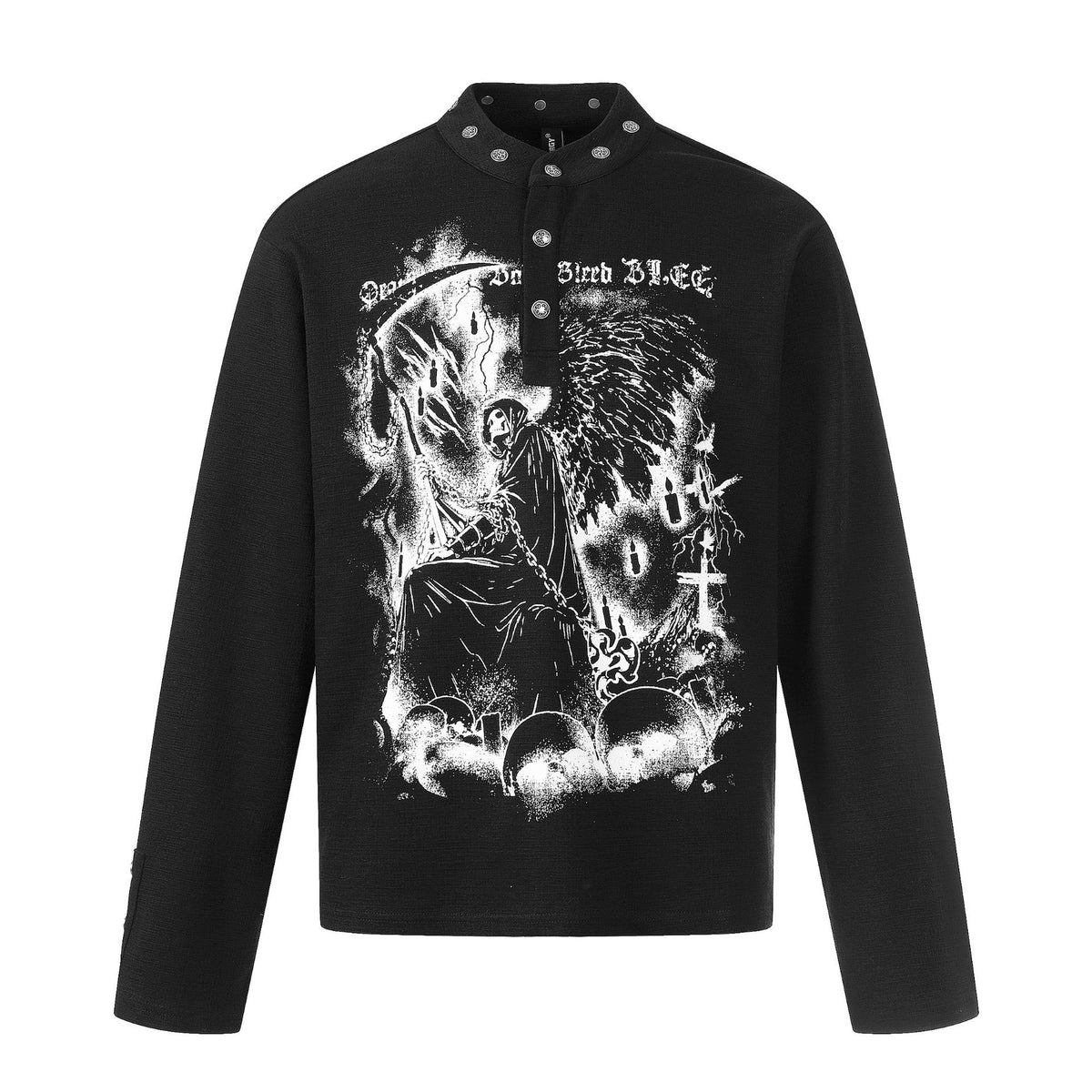 Men's American Retro Dark Graphic Long Sleeve Pullover Shirt - Maximus Grace