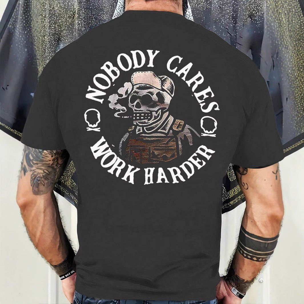 Men's Artistic Retro Viking Print Cotton Short Sleeve Tee - Maximus Grace