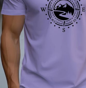 Men's Compass Print Cotton Short Sleeve Pullover Tee - Maximus Grace