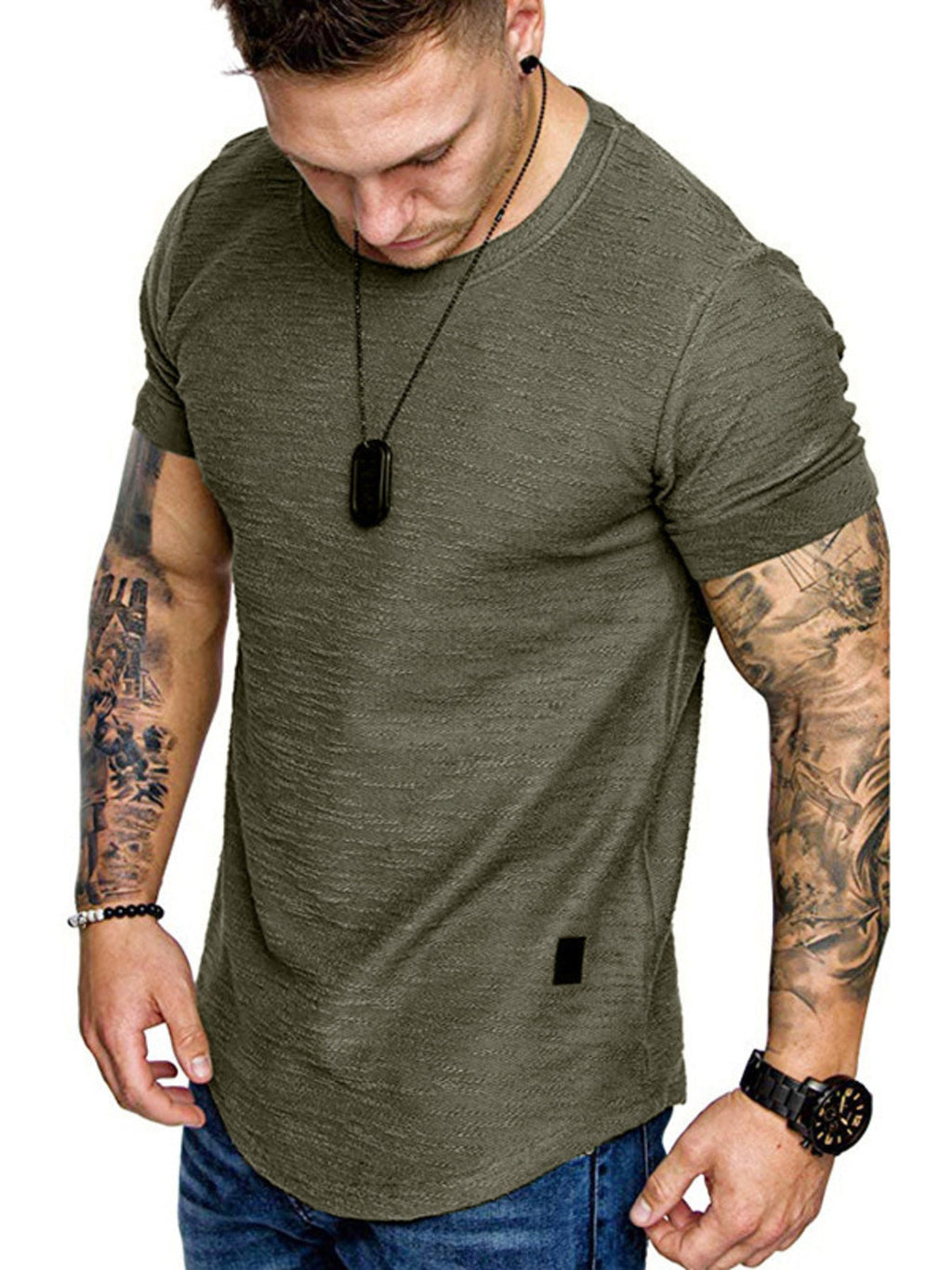 Men's Cotton Blend Slim Fit Round Neck Short Sleeve Tee - Maximus Grace