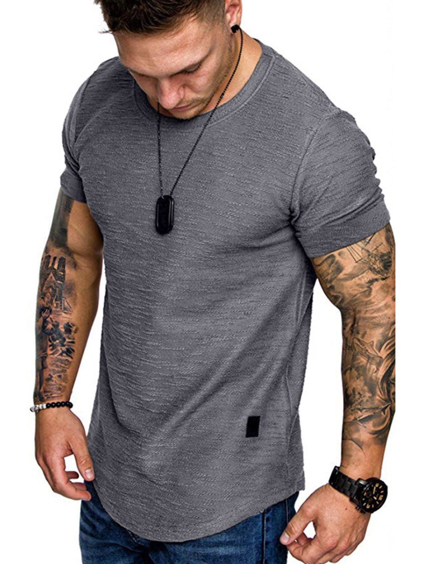 Men's Cotton Blend Slim Fit Round Neck Short Sleeve Tee - Maximus Grace