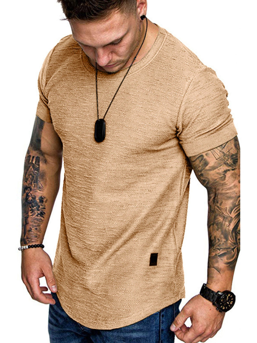 Men's Cotton Blend Slim Fit Round Neck Short Sleeve Tee - Maximus Grace