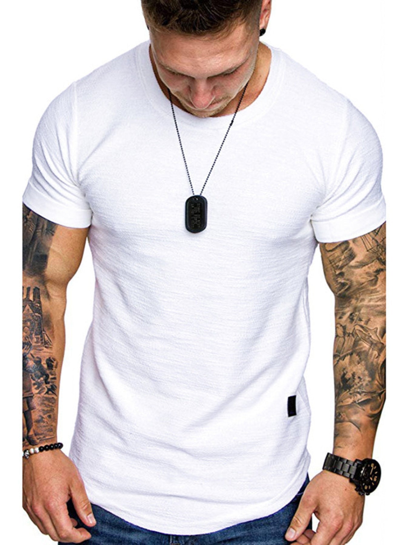 Men's Cotton Blend Slim Fit Round Neck Short Sleeve Tee - Maximus Grace