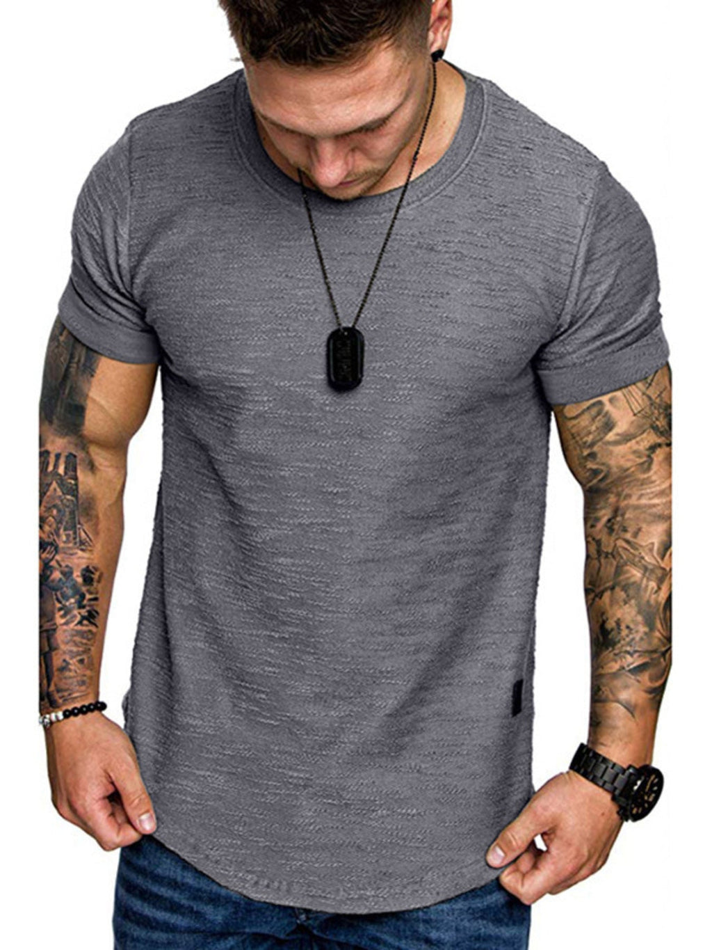 Men's Cotton Blend Slim Fit Round Neck Short Sleeve Tee - Maximus Grace