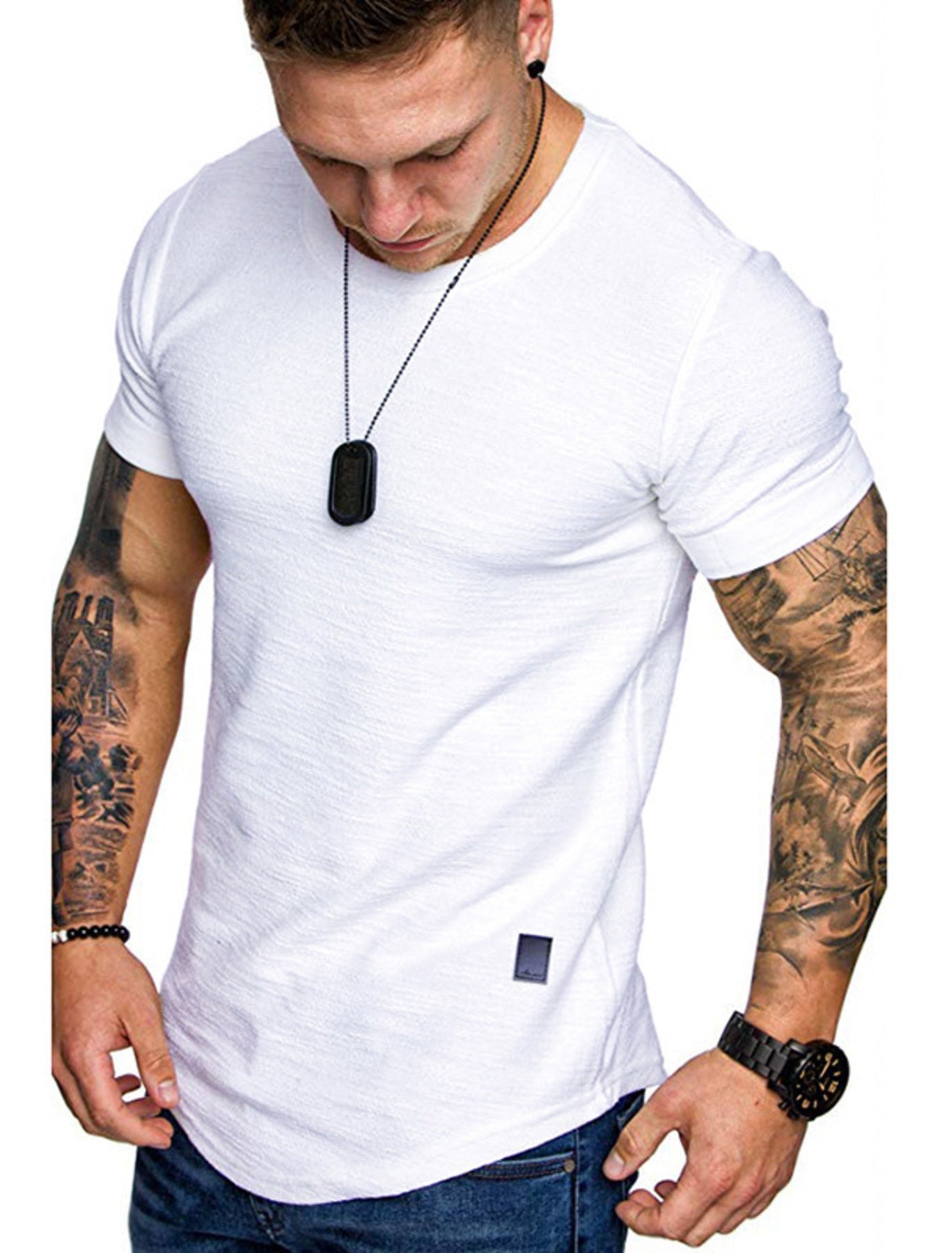 Men's Cotton Blend Slim Fit Round Neck Short Sleeve Tee - Maximus Grace