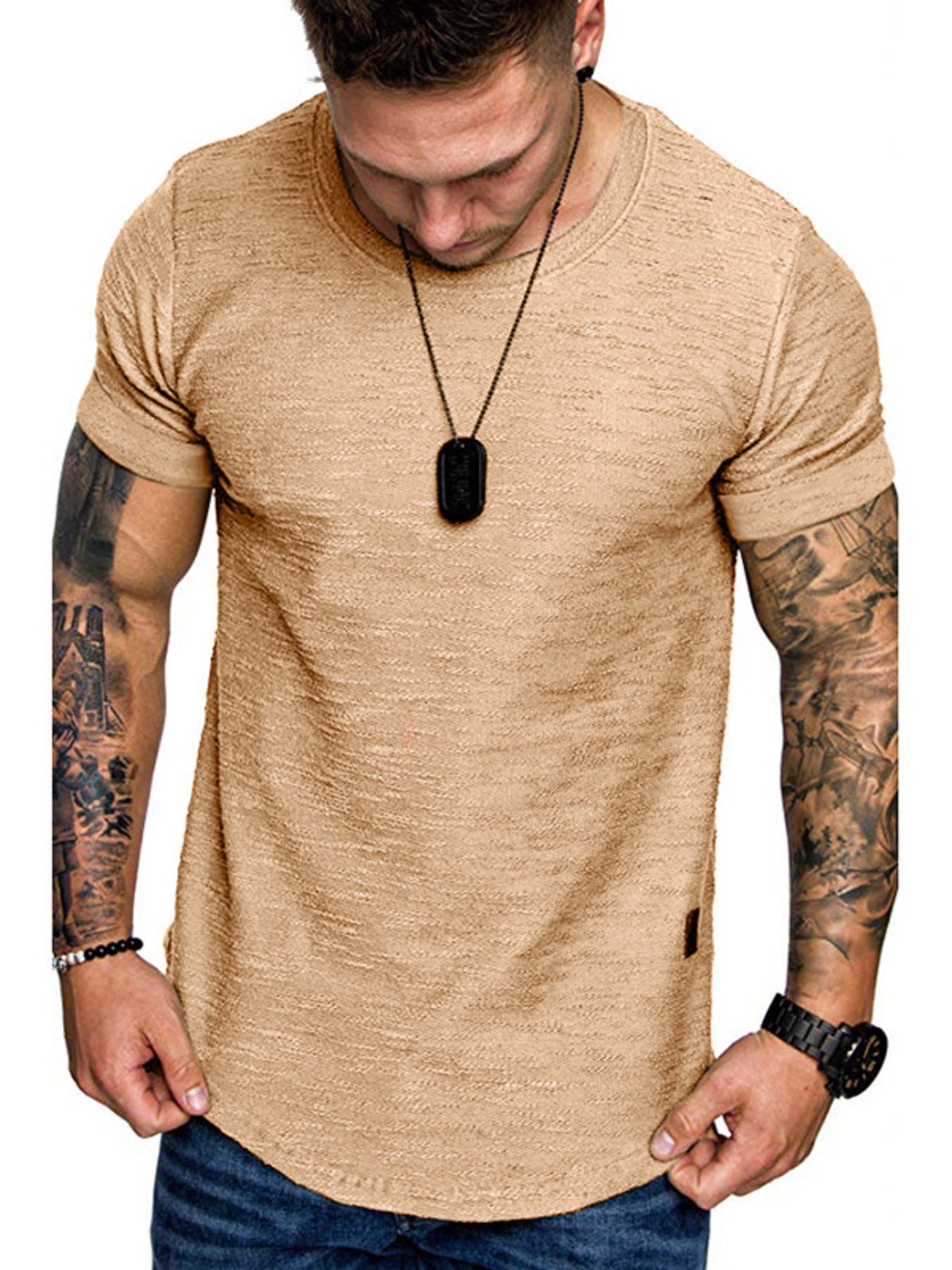 Men's Cotton Blend Slim Fit Round Neck Short Sleeve Tee - Maximus Grace