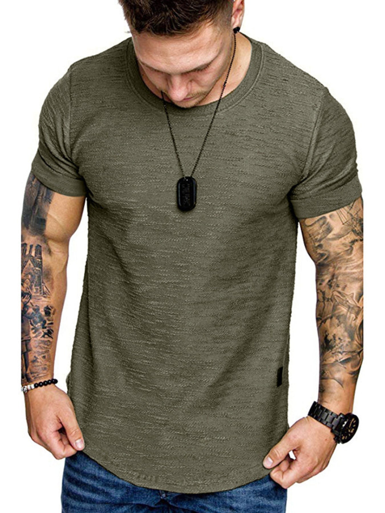 Men's Cotton Blend Slim Fit Round Neck Short Sleeve Tee - Maximus Grace