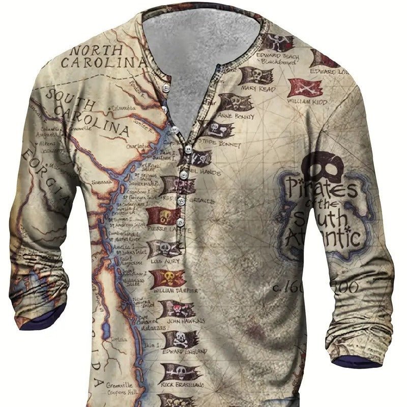 Men's Letter Print Digital Graphic Slim Fit Long Sleeve Tee - Maximus Grace
