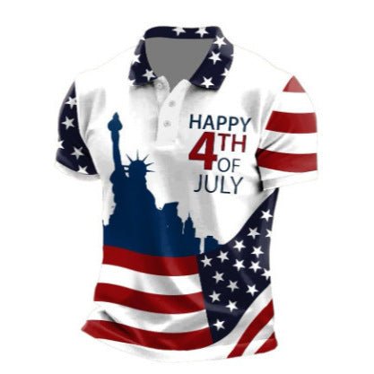 Men's National Flag Print Short Sleeve Polo Shirt - Maximus Grace