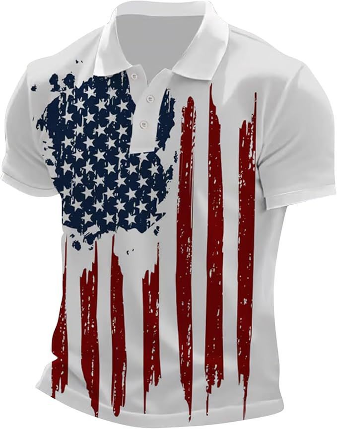 Men's National Flag Print Short Sleeve Polo Shirt - Maximus Grace