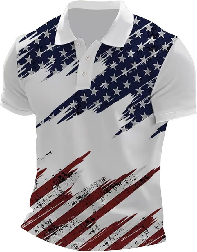 Men's National Flag Print Short Sleeve Polo Shirt - Maximus Grace