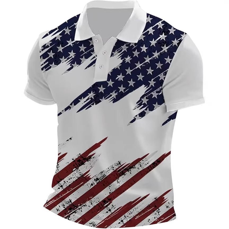 Men's National Flag Print Short Sleeve Polo Shirt - Maximus Grace