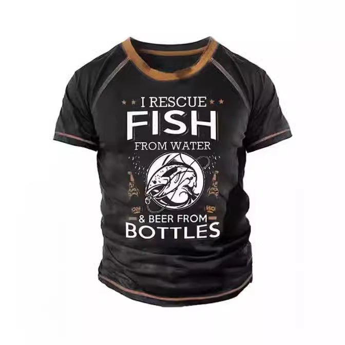 Men's Retro Outdoor 3D Print Mesh Polyester Loose Fit Short Sleeve Tee - Maximus Grace