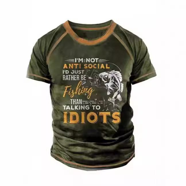 Men's Retro Outdoor 3D Print Mesh Polyester Loose Fit Short Sleeve Tee - Maximus Grace