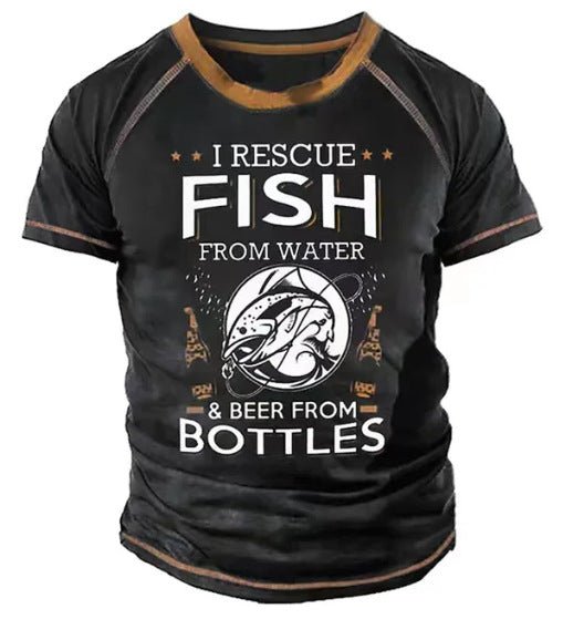Men's Retro Outdoor 3D Print Mesh Polyester Loose Fit Short Sleeve Tee - Maximus Grace