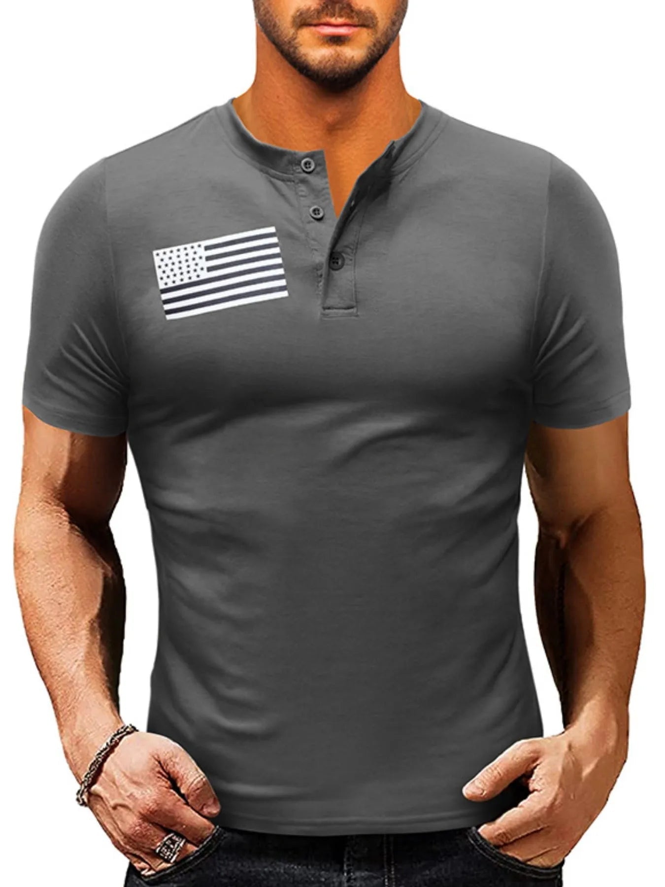 Men's Short Sleeve Henley Tee - Maximus Grace