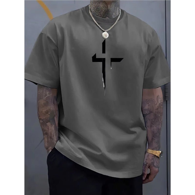 Men's Striped Cross - Print Short Sleeve Tee - Maximus Grace