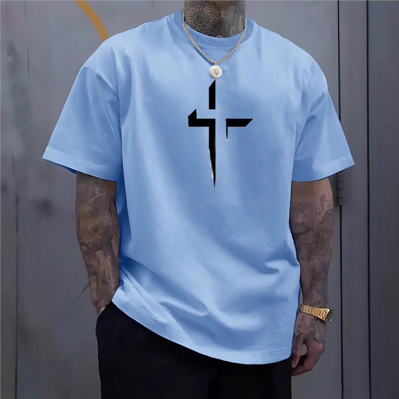 Men's Striped Cross - Print Short Sleeve Tee - Maximus Grace