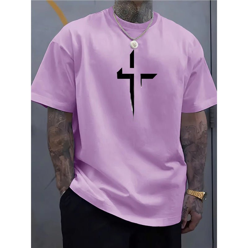 Men's Striped Cross - Print Short Sleeve Tee - Maximus Grace